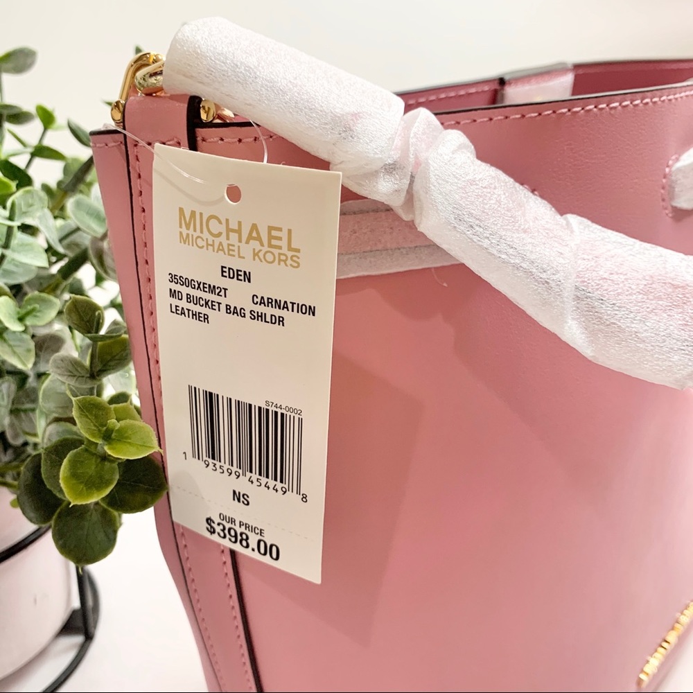Michael Kors Eden Medium Bucket Leather Shoulder Crossbody bag Pink - Picture 11 of 15